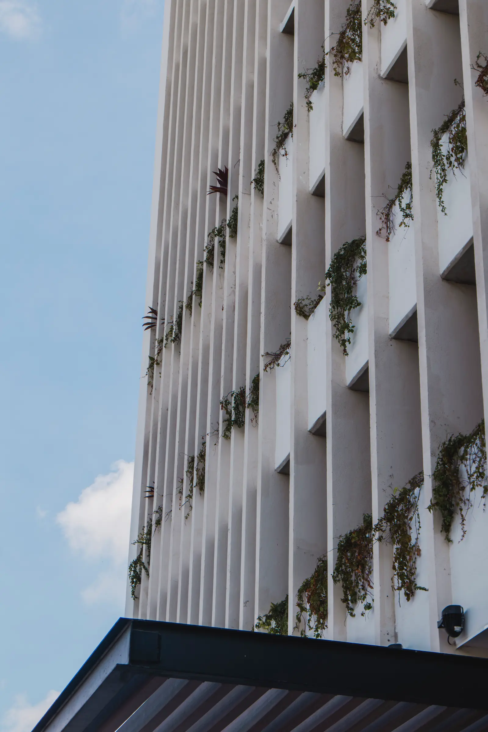 Fachada de edificio con jardineras